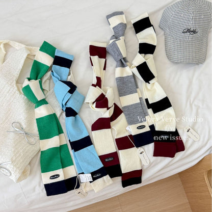 Women’s Plush Stripe Scarf In Multicolor, Perfect For Winter