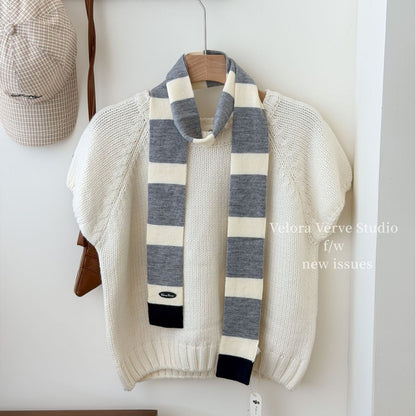Women’s Plush Stripe Scarf In Multicolor, Perfect For Winter