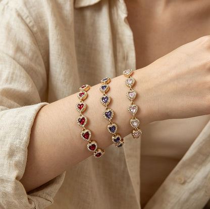 Heart Shape Bracelets For Women With Titanium Steel Chain And Zircon Inlay In Stainless Steel