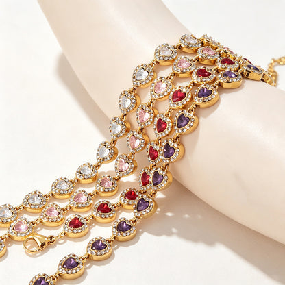 Heart Shape Bracelets For Women With Titanium Steel Chain And Zircon Inlay In Stainless Steel