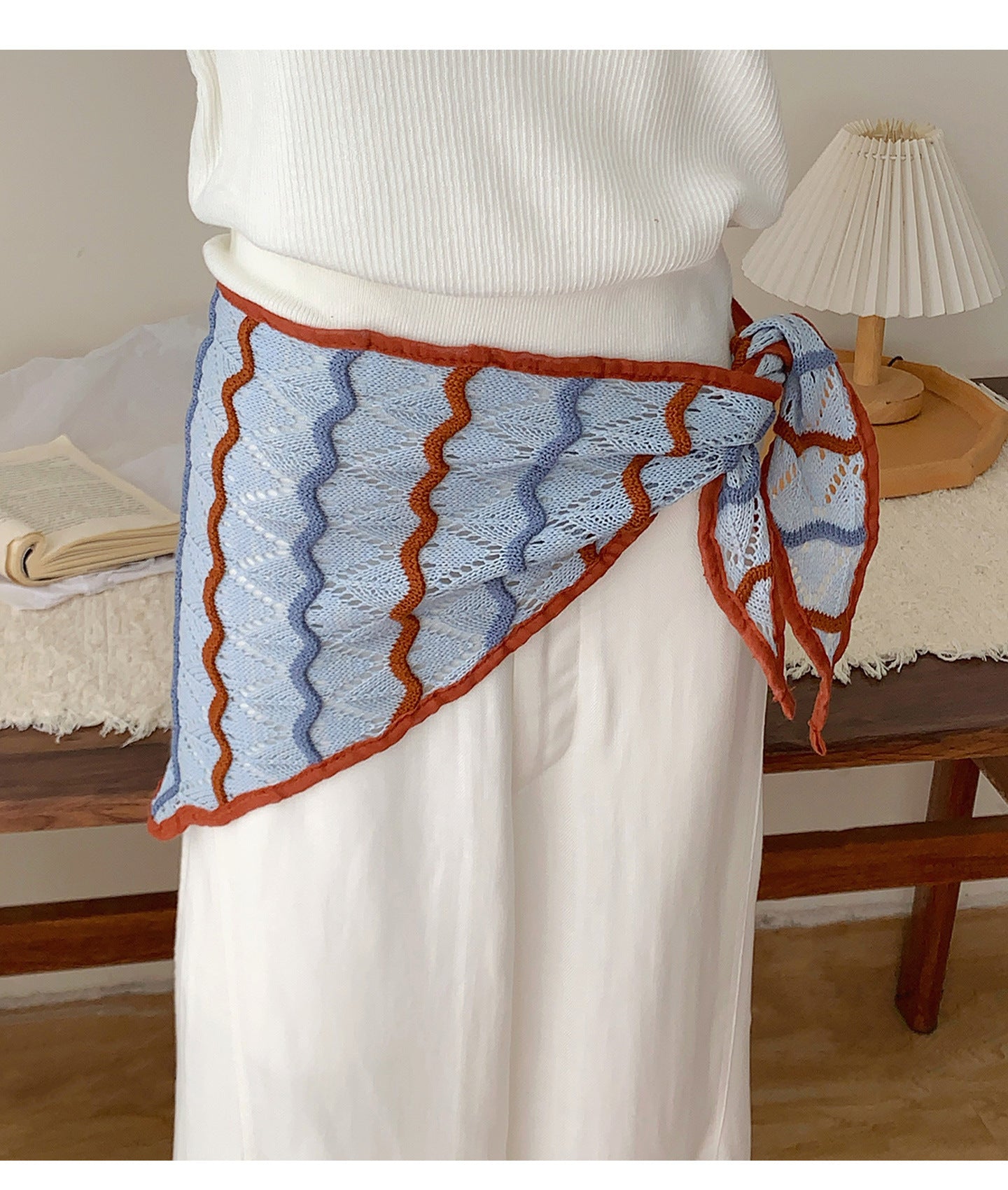 Triangle Scarf For Women In White, Made Of Polyester, Perfect For Spring Season