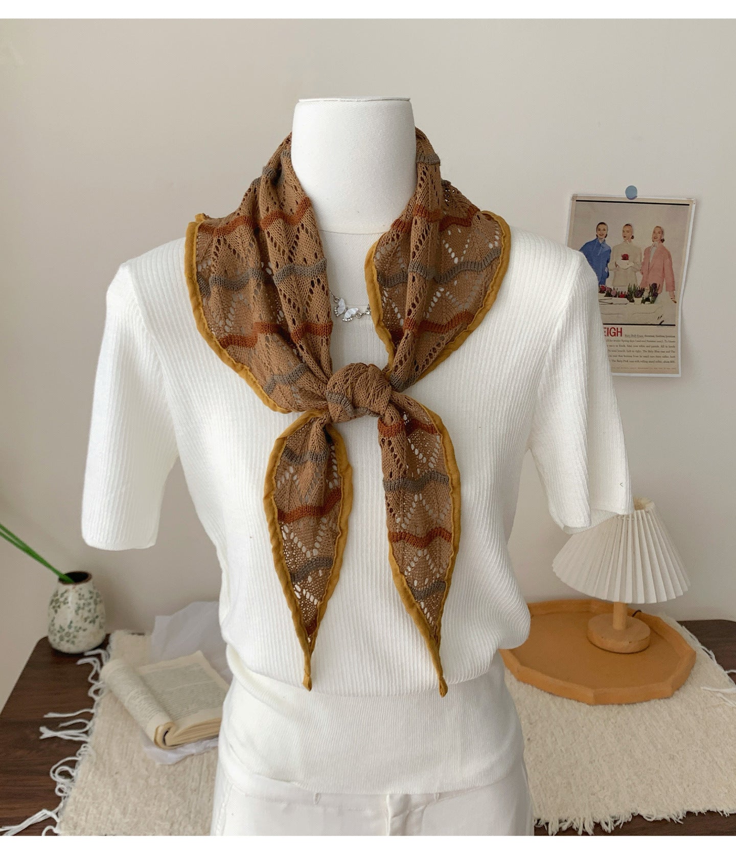 Triangle Scarf For Women In White, Made Of Polyester, Perfect For Spring Season