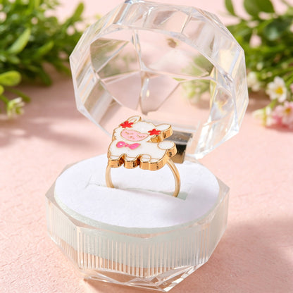 Sweet Sheep Open Ring For Kids In Gold Alloy With Electroplated Finish