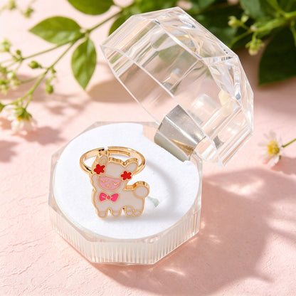 Sweet Sheep Open Ring For Kids In Gold Alloy With Electroplated Finish