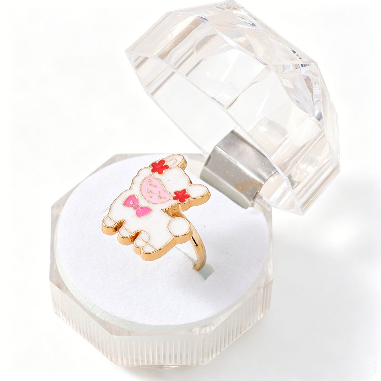 Sweet Sheep Open Ring For Kids In Gold Alloy With Electroplated Finish
