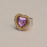 1#A Purple Heart-shaped Alloy Ring