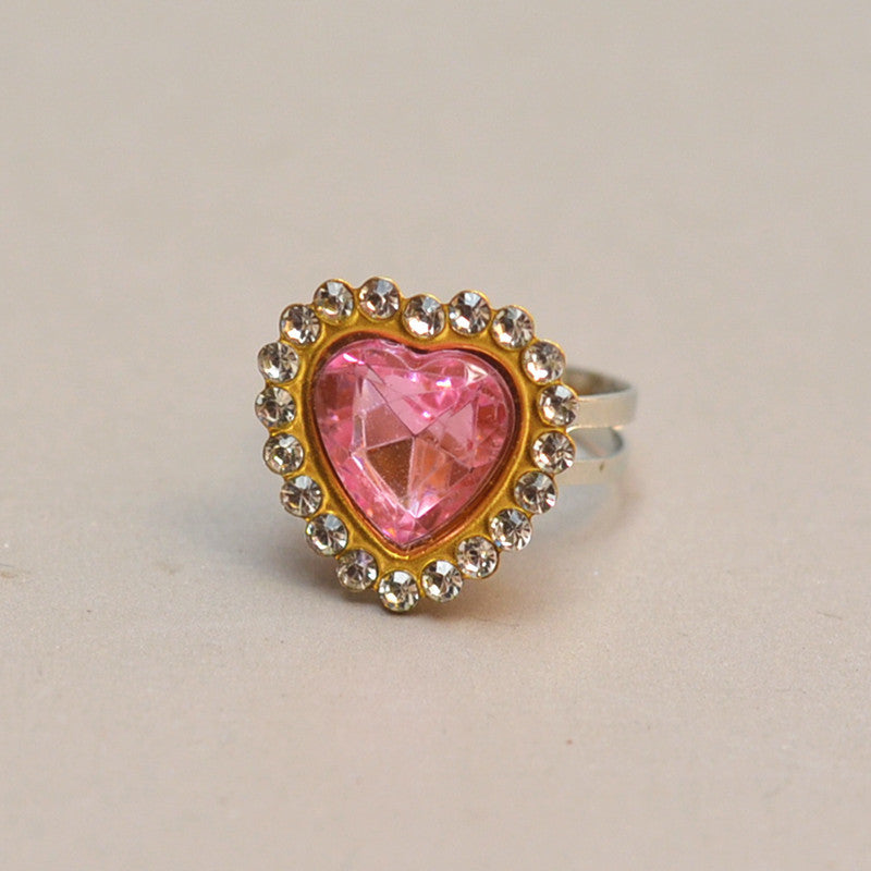 Sweet Handmade Heart Shape Adjustable Ring For Women In Purple Alloy With Rhinestones, 1 PCS Package