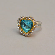 3#A Blue Heart-shaped Alloy Ring