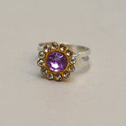 8#A Purple Round Diamond Alloy Ring
