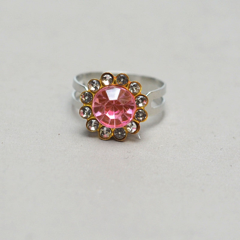 Sweet Handmade Heart Shape Adjustable Ring For Women In Purple Alloy With Rhinestones, 1 PCS Package