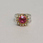 11#A Rose Red Round Diamond Alloy Ring