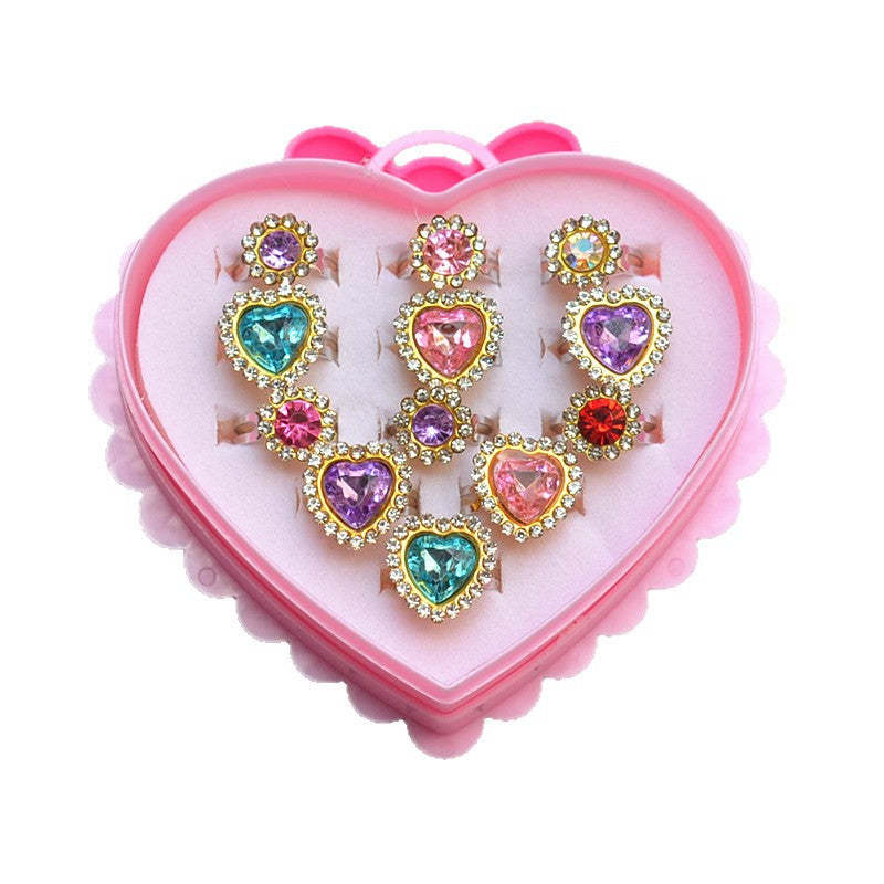Sweet Handmade Heart Shape Adjustable Ring For Women In Purple Alloy With Rhinestones, 1 PCS Package