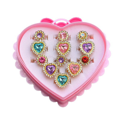 Sweet Handmade Heart Shape Adjustable Ring For Women In Purple Alloy With Rhinestones, 1 PCS Package
