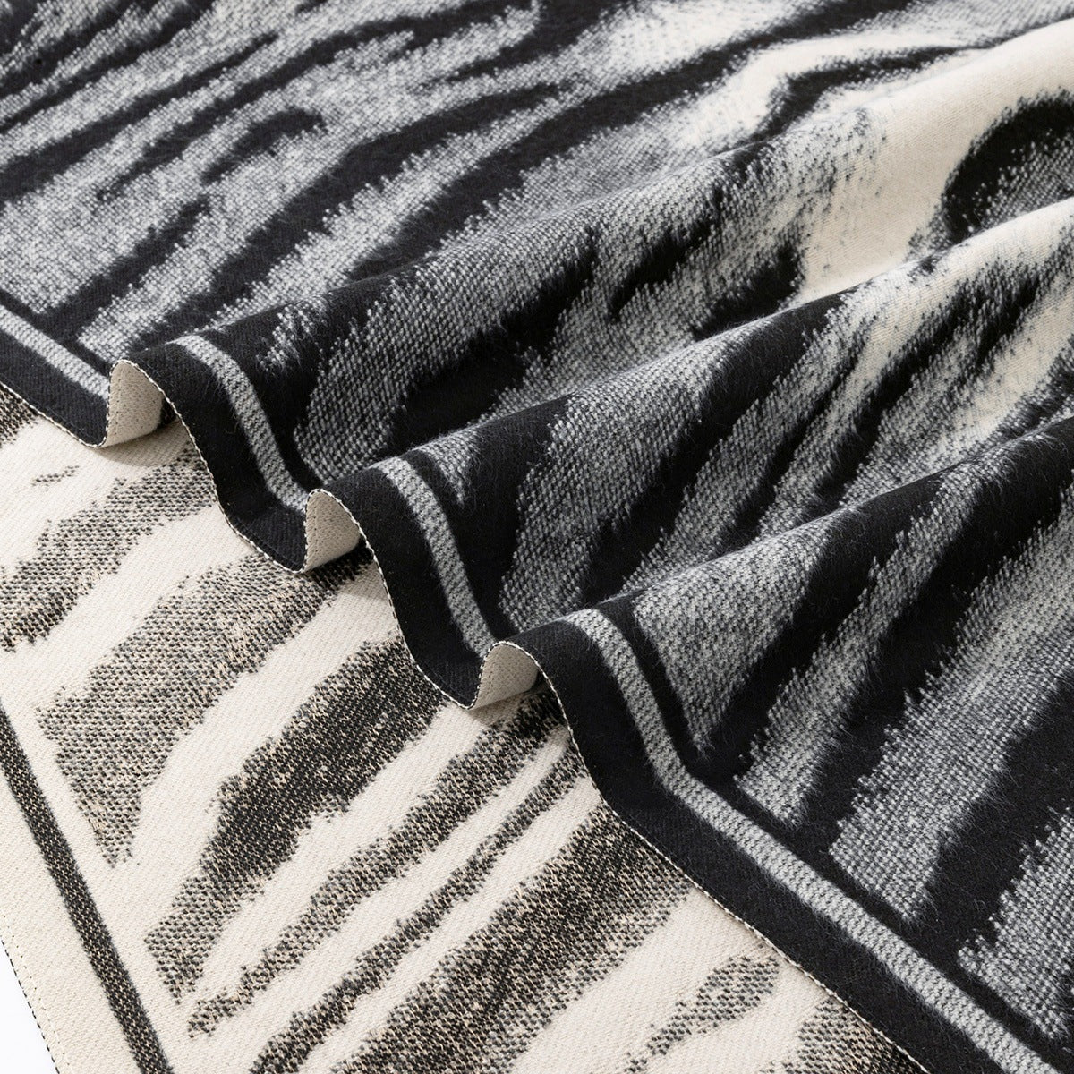 Zebra Pattern Polyester Shawl In Beige, Perfect Winter Scarf For Stylish Warmth