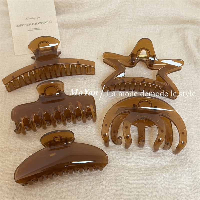 Vintage Style Shell Hair Claw For Women Made Of Durable PC Material In Coffer Color