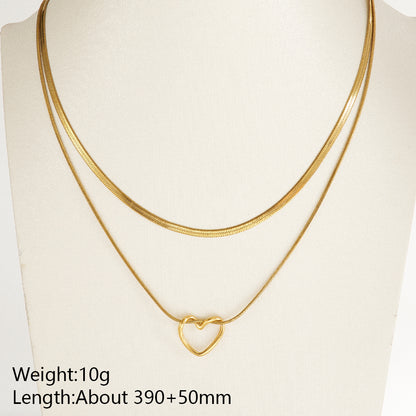 Heart Shape Necklace For Adults With 304 Stainless Steel Snake Chain, PVD Coated And 18K Gold Plated