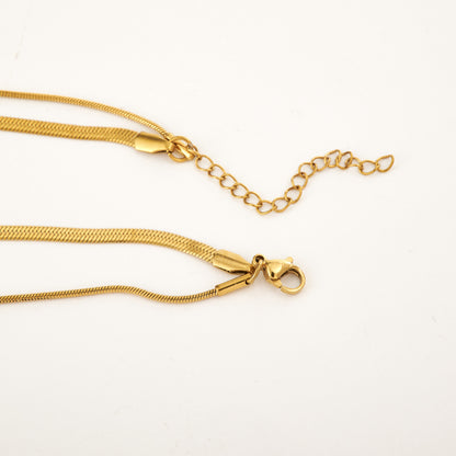 Heart Shape Necklace For Adults With 304 Stainless Steel Snake Chain, PVD Coated And 18K Gold Plated