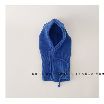 Unisex Cartoon Style Solid Color Balaclava With Ear Wrap Brim, Warm Knit Material Adult Hat