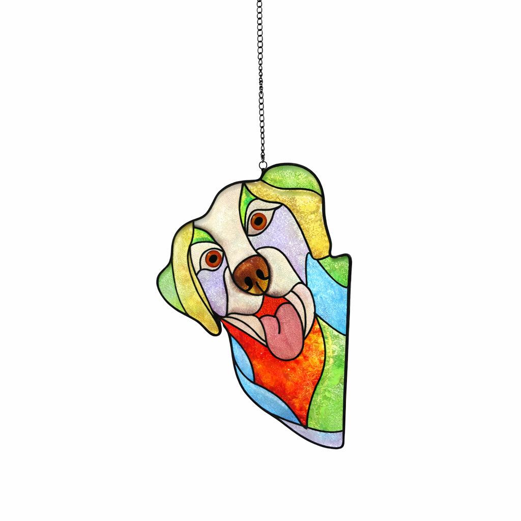 Glass Pendant Hanging Ornament With Dog Pattern, Perfect Valentine's Day Home Textile Decor