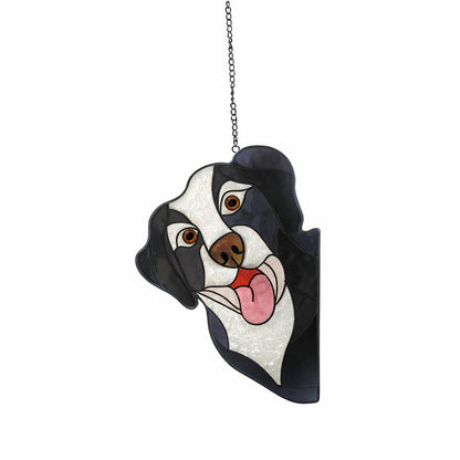 Glass Pendant Hanging Ornament With Dog Pattern, Perfect Valentine's Day Home Textile Decor