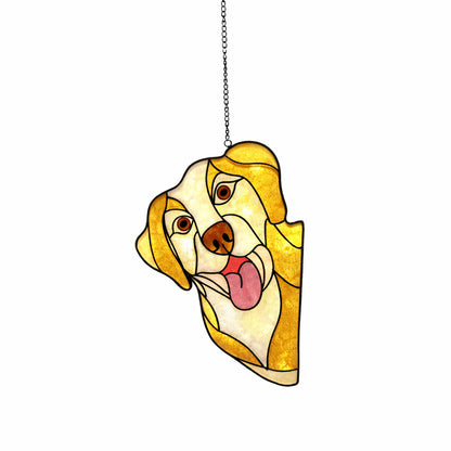 Glass Pendant Hanging Ornament With Dog Pattern, Perfect Valentine's Day Home Textile Decor