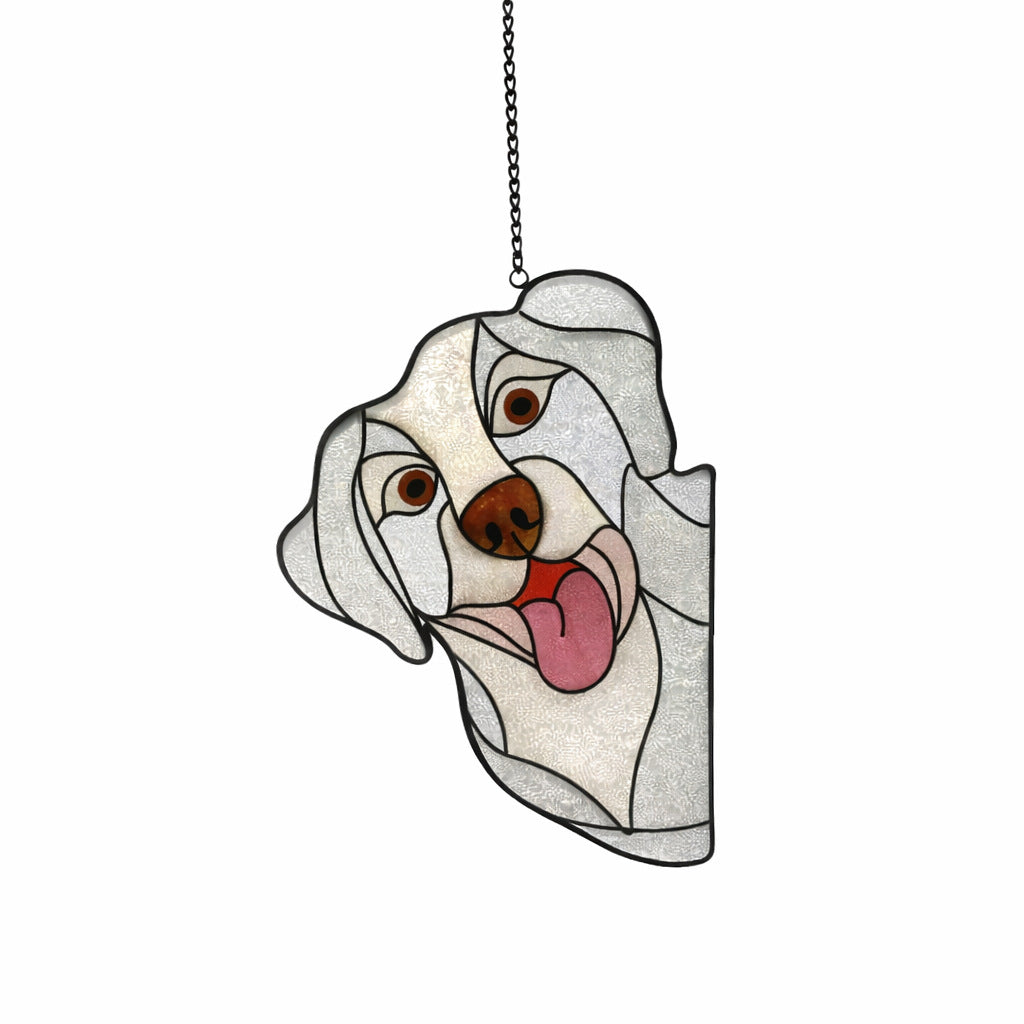 Glass Pendant Hanging Ornament With Dog Pattern, Perfect Valentine's Day Home Textile Decor