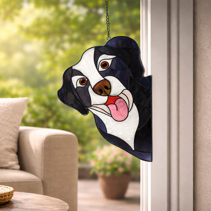 Glass Pendant Hanging Ornament With Dog Pattern, Perfect Valentine's Day Home Textile Decor
