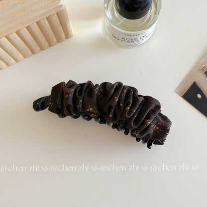 Retro Polka Dots Banana Clip Hairpin For Women In Brown, Made With Mixed Materials