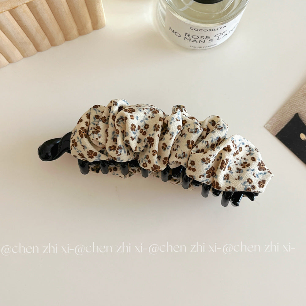 Retro Polka Dots Banana Clip Hairpin For Women In Brown, Made With Mixed Materials