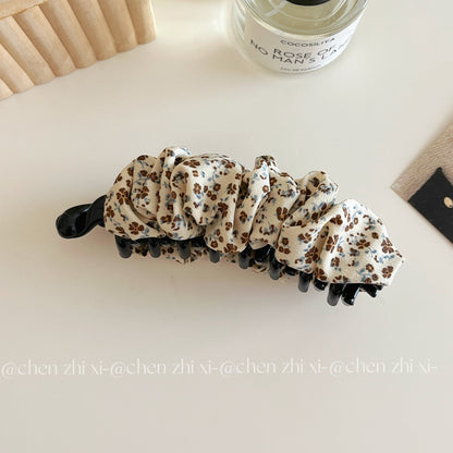 Retro Polka Dots Banana Clip Hairpin For Women In Brown, Made With Mixed Materials