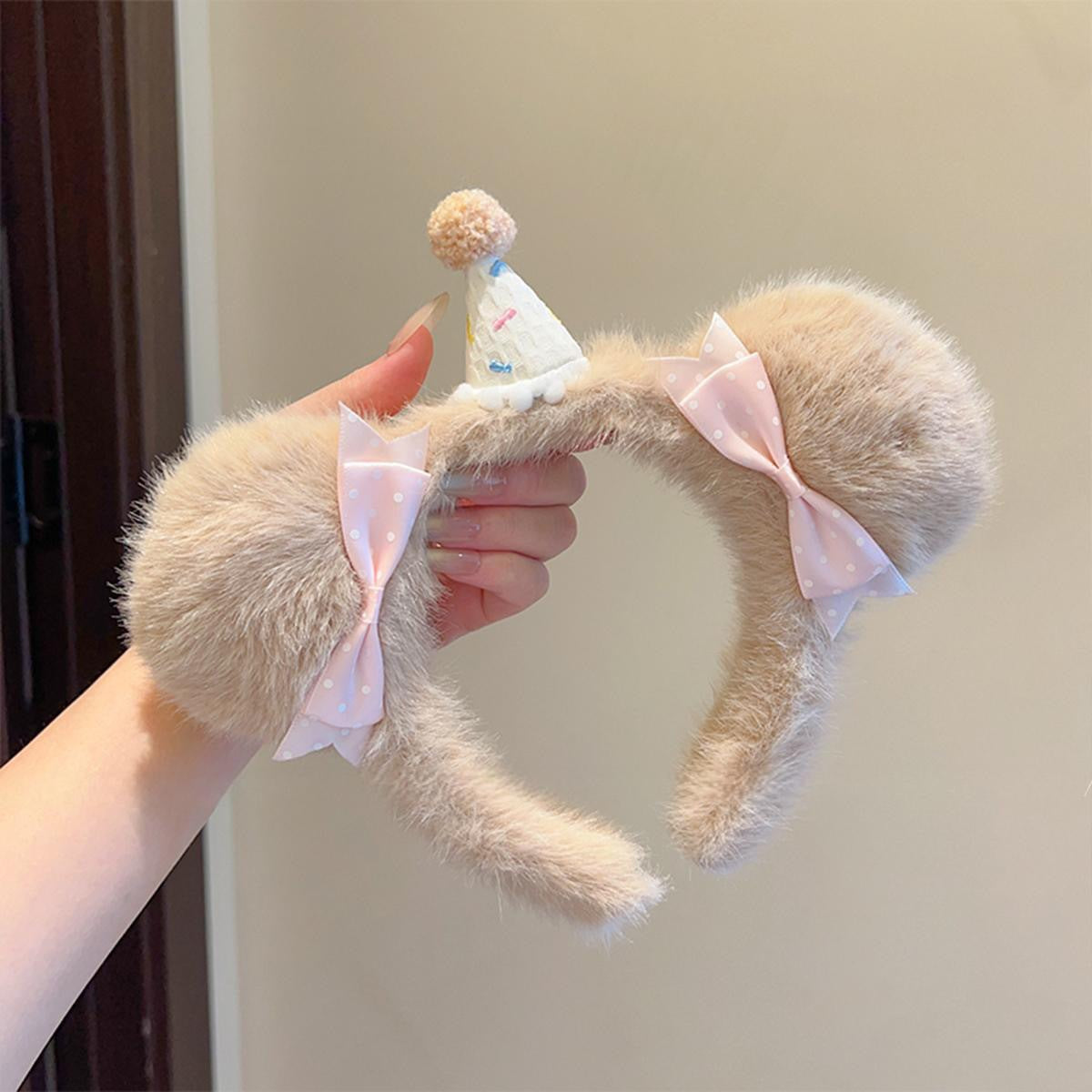 Little Bear Hair Band For Women In Coffer Color, Cloth Material, Perfect For Summer