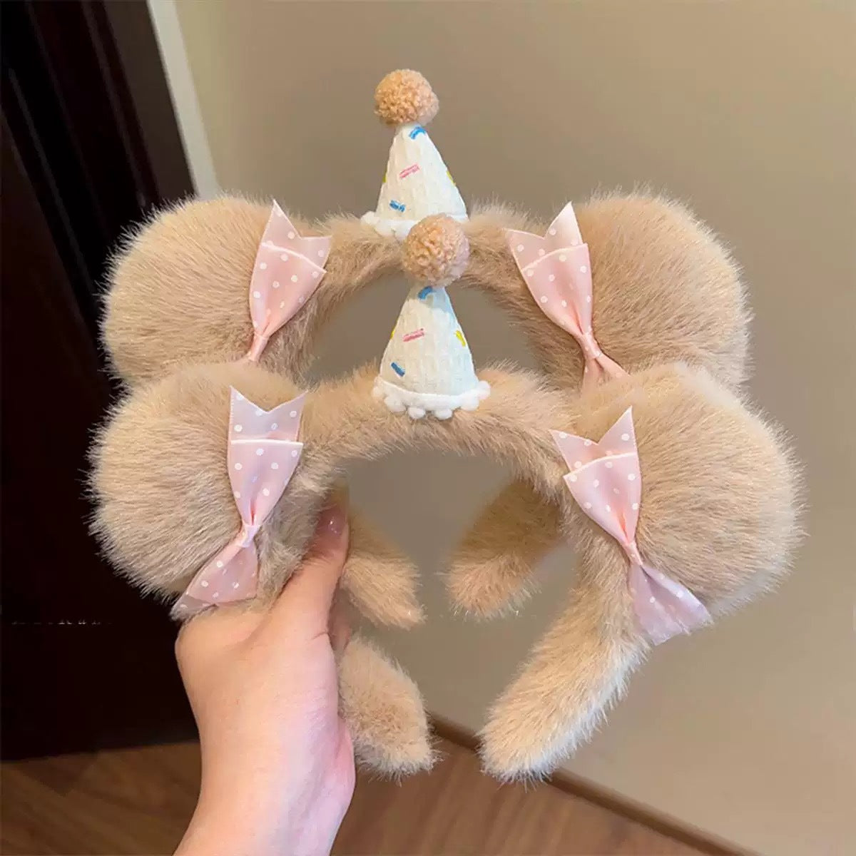 Little Bear Hair Band For Women In Coffer Color, Cloth Material, Perfect For Summer