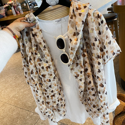 Heart Shape Cotton And Linen Shawl For Women In Caramel, Perfect For Spring & Summer