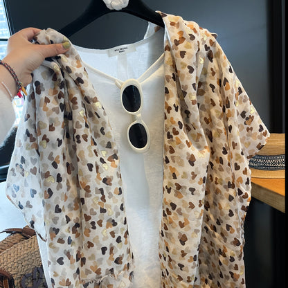 Heart Shape Cotton And Linen Shawl For Women In Caramel, Perfect For Spring & Summer