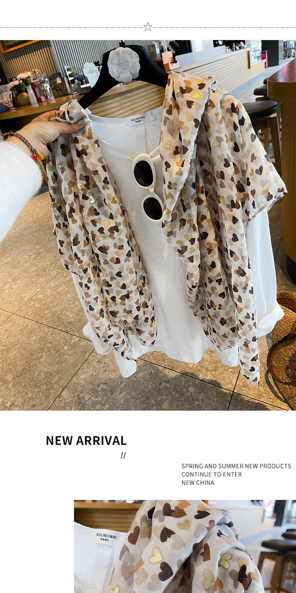 Heart Shape Cotton And Linen Shawl For Women In Caramel, Perfect For Spring & Summer