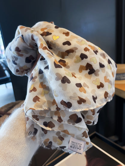 Heart Shape Cotton And Linen Shawl For Women In Caramel, Perfect For Spring & Summer