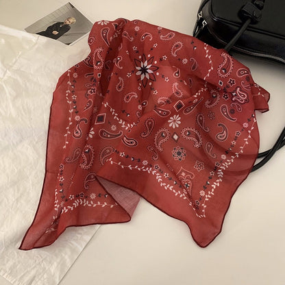 Retro Polka Dots Cotton And Linen Bandana For Women In Navy Blue, Perfect For Autumn Wear