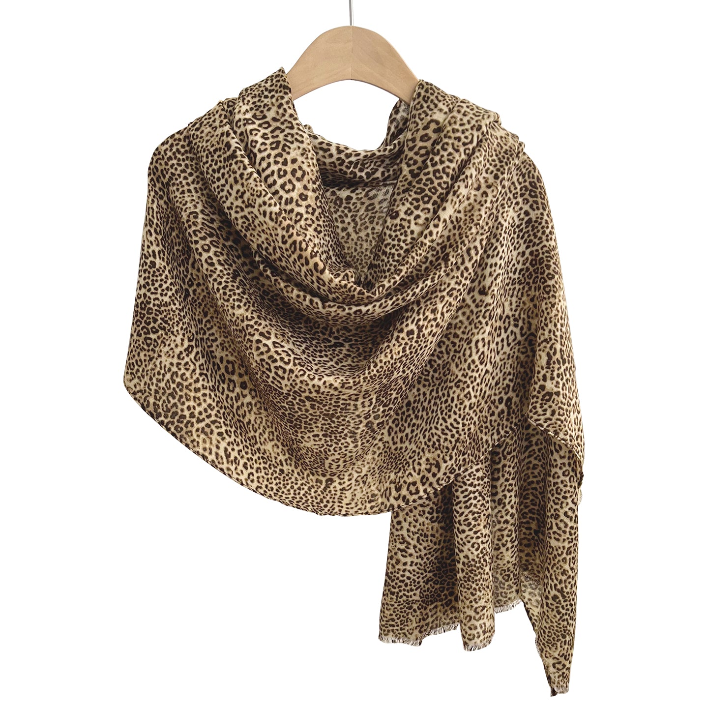 Retro Leopard Print Scarf For Women In Khaki, Lightweight Polyester Silk Scarf Perfect For Summer