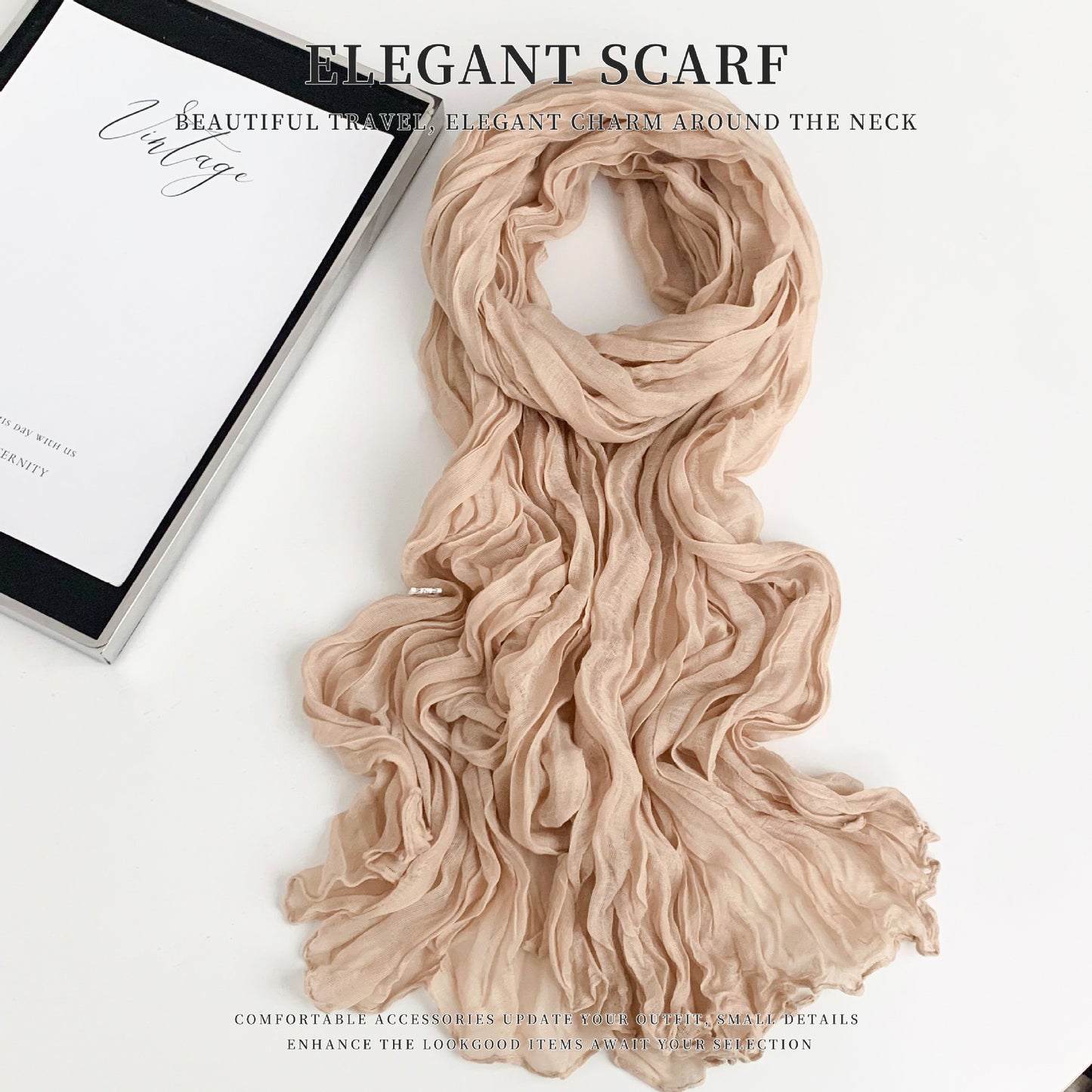 Solid Color Polyester Silk Scarf For Women, Suitable For All Seasons