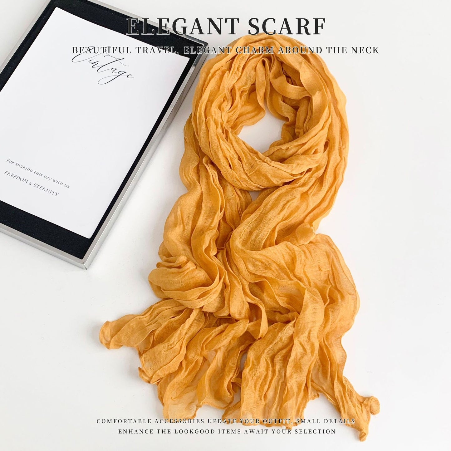 Solid Color Polyester Silk Scarf For Women, Suitable For All Seasons