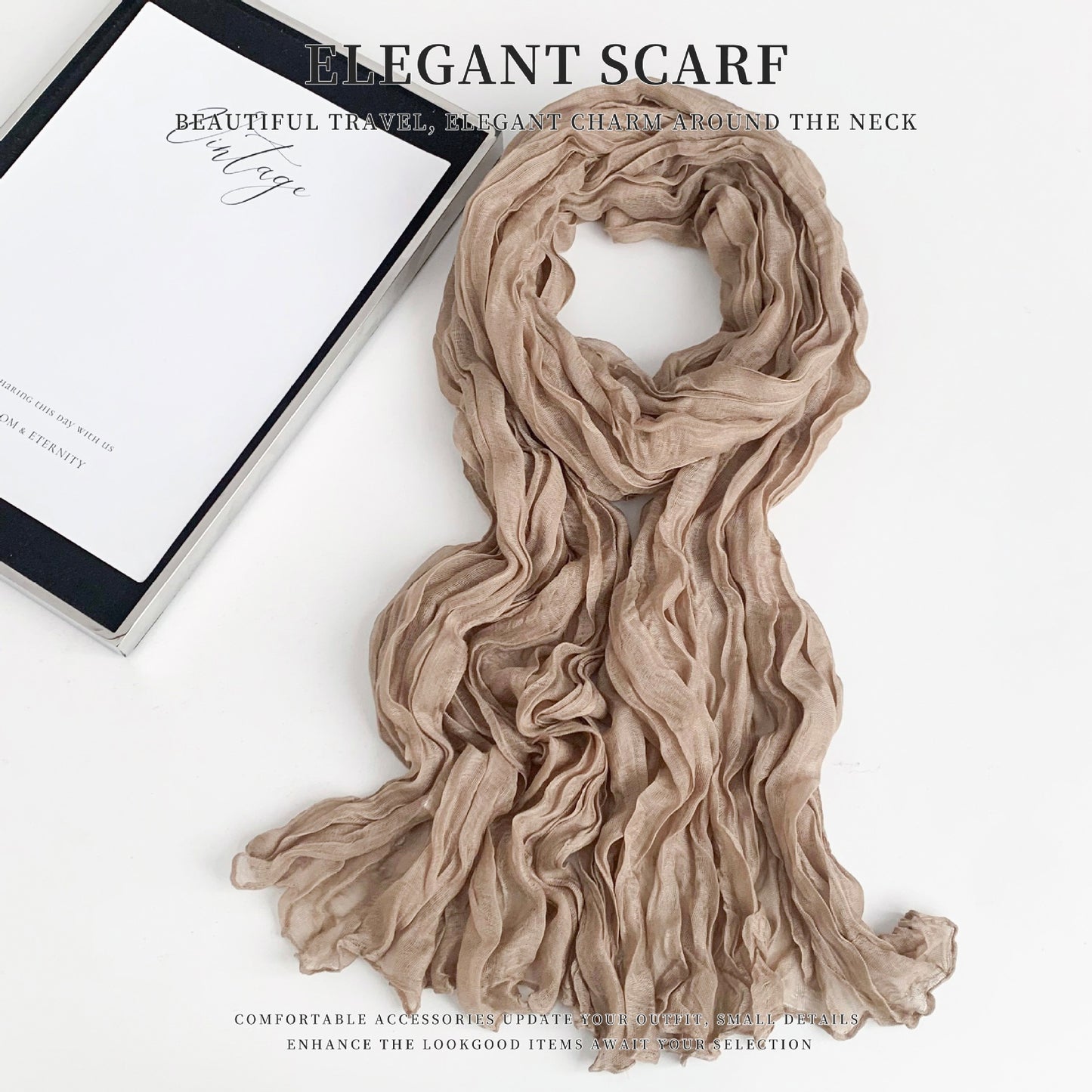 Solid Color Polyester Silk Scarf For Women, Suitable For All Seasons