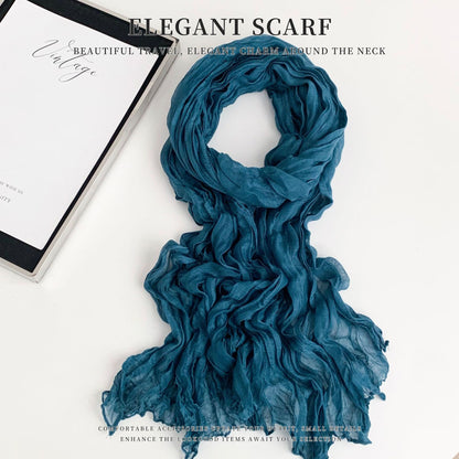 Solid Color Polyester Silk Scarf For Women, Suitable For All Seasons
