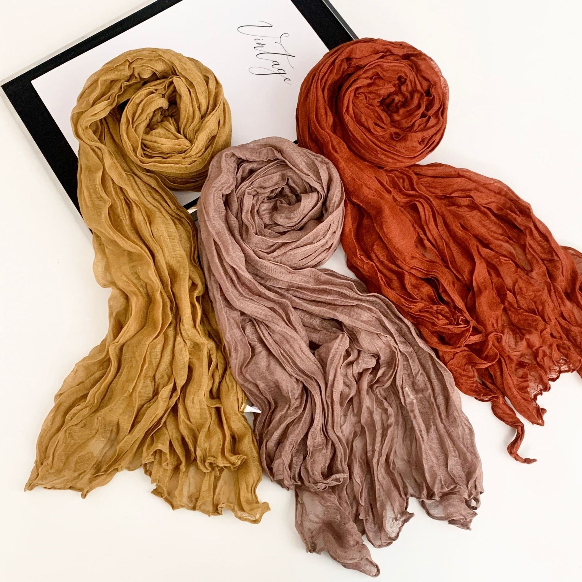 Solid Color Polyester Silk Scarf For Women, Suitable For All Seasons