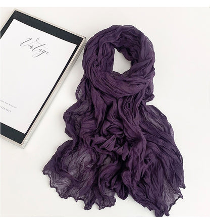 Solid Color Polyester Silk Scarf For Women, Suitable For All Seasons