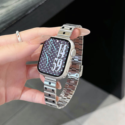 Apple Watch Strap With Stainless Steel Polka Dot Design, Durable And Stylish Replacement Band
