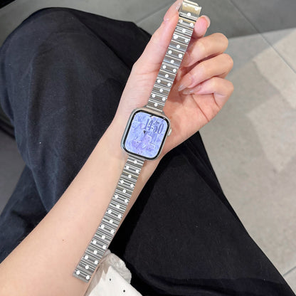 Apple Watch Strap With Stainless Steel Polka Dot Design, Durable And Stylish Replacement Band