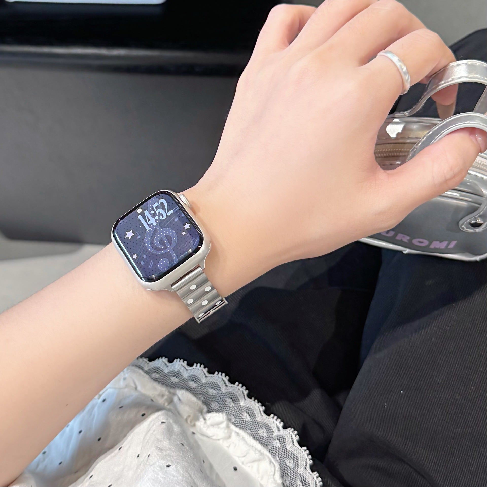 Apple Watch Strap With Stainless Steel Polka Dot Design, Durable And Stylish Replacement Band
