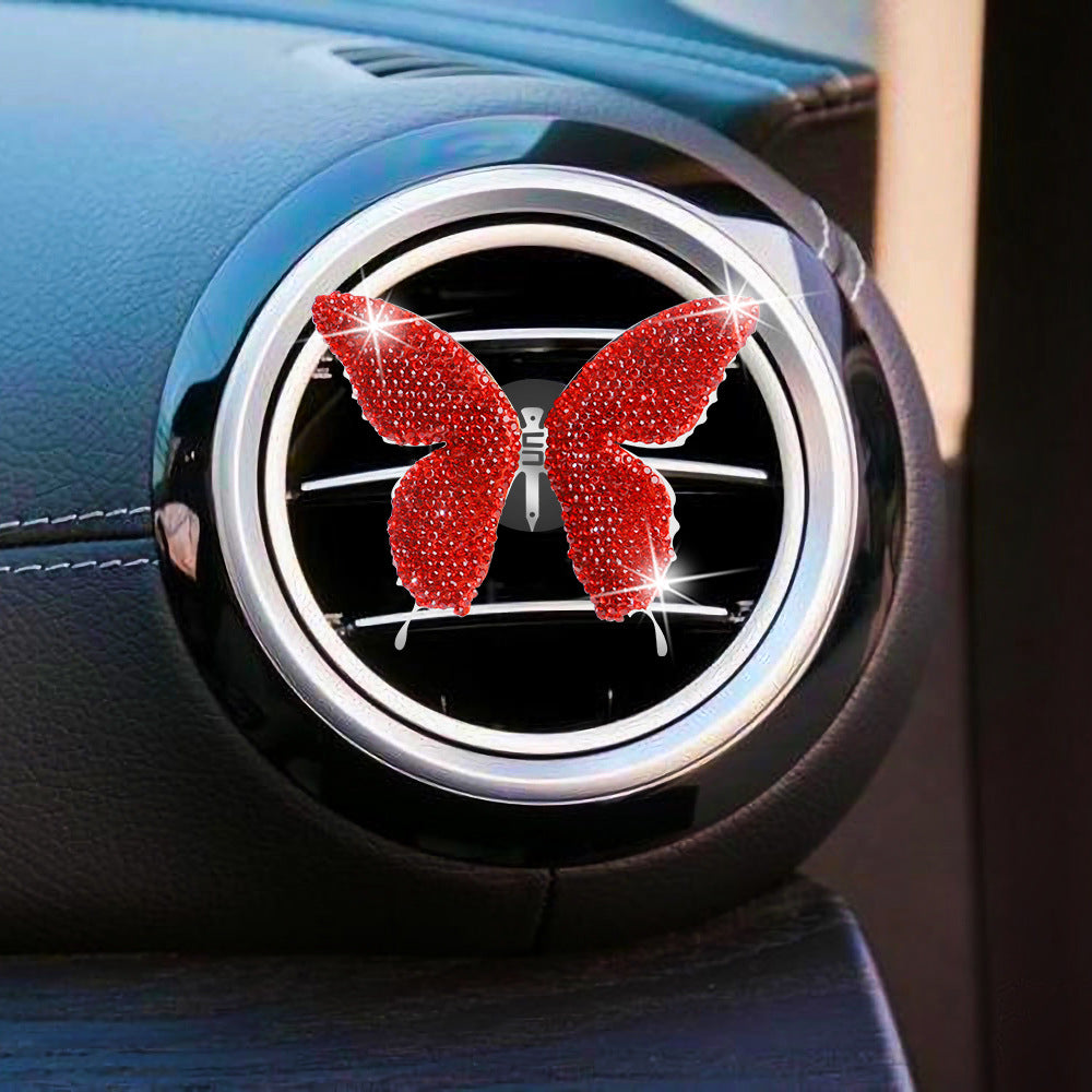 Metal Butterfly Car Interior Decoration In Champagne, Stylish Car Air Freshener Accessory