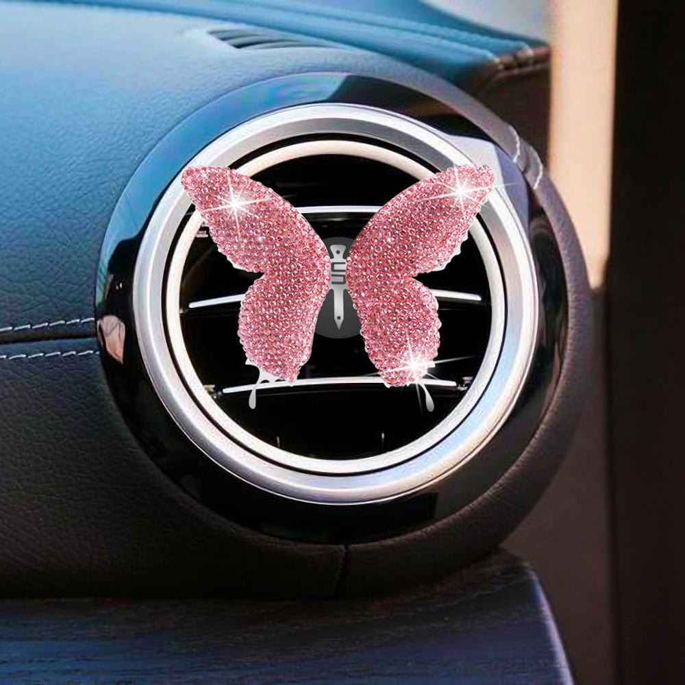 Metal Butterfly Car Interior Decoration In Champagne, Stylish Car Air Freshener Accessory