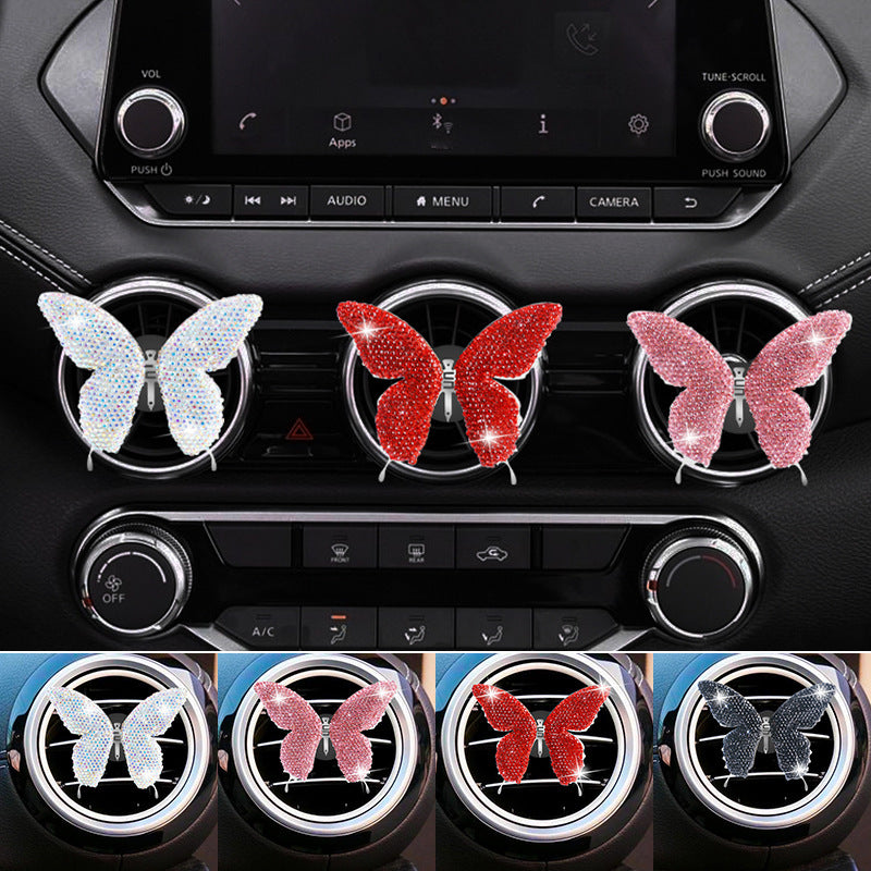 Metal Butterfly Car Interior Decoration In Champagne, Stylish Car Air Freshener Accessory